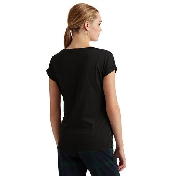 Lauren Ralph Lauren Sequined Plaid Top Multi Womens Size XXS Holiday Old Money - Picture 4 of 9